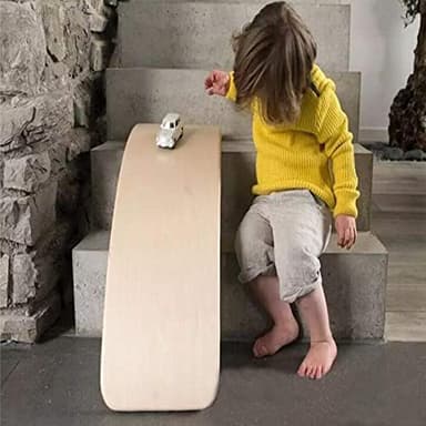 Gentle Monster Wooden Wobble Balance Board, 35 Inch Rocker Board Natural Wood, Kids Toddler Open Ended Learning Toy, Yoga Curvy Board for Classroom & Office Adult - Image 4