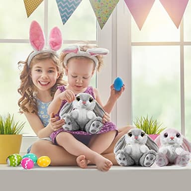 Nleio Easter Bunny Rabbit Stuffed Animal, 8.5" Bunny Plush with Floppy Ears, Huggable & Washable, Baby Stuffed Animals Plush Toy for Girls Boys Kids Friends Easter Birthday Gifts (Gray) - Image 7