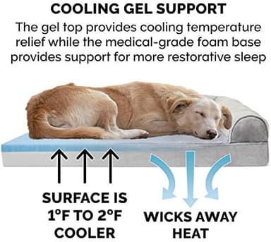 Furhaven Cooling Gel Dog Bed for Medium/Small Dogs w/ Removable Bolsters & Washable Cover, For Dogs Up to 35 lbs - Faux Fur & Velvet Sofa - Smoke Gray, Medium - Image 5