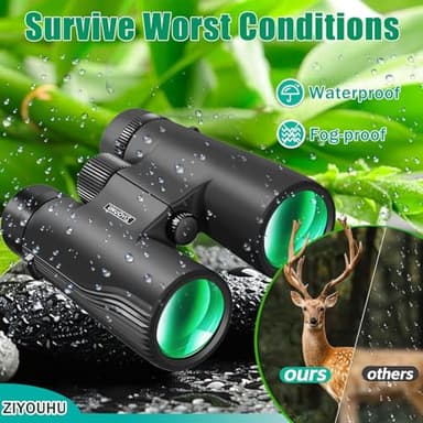 ZIYOUHU 10x42 Binoculars for Adults High Powered- Large View with Clear Vision Waterproof & Fogproof Lightweight Easy Focus Compact Binoculars for Bird Watching Hunting Travel Sports Opera Concert - Image 8