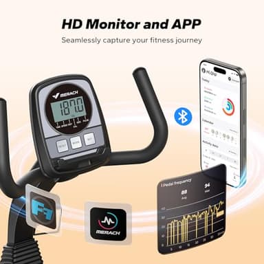 MERACH Recumbent Exercise Bikes for home, Light Commercial High-end Recumbent Bike for Seniors Adults, Magnetic Recumbent Exercise Bike with Smart Bluetooth and Exclusive App, LCD, Heart Rate Handle - Image 7
