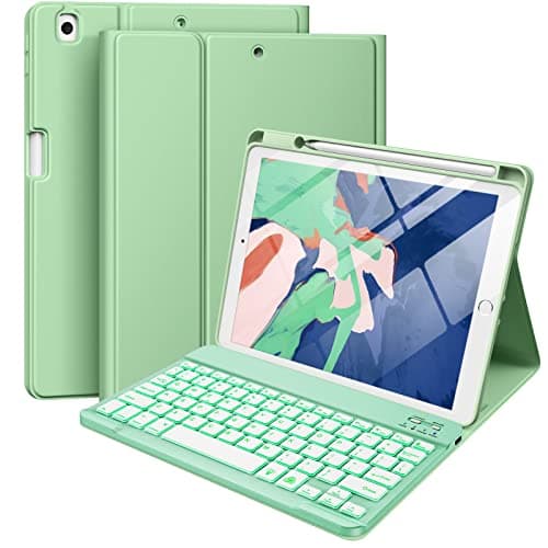 Hamile for iPad 9th/8th/7th Generation Case with Keyboard - Keyboard Case for iPad 10.2 Inch, 7 Colors Backlit Detachable Folio Cover with Pencil Holder for iPad Pro 10.5-inch/iPad Air 3rd Gen (Green) - Image 1
