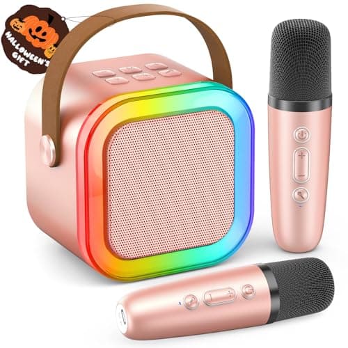 Mini Karaoke Machine for Kids Adults, Portable Bluetooth Speaker with 2 Wireless Karaoke Microphones,2025 TOP Birthday Gifts Toys for Girls 3, 4, 5, 6, 7, 8+Years Old Toddler Karaoke Player - Image 1
