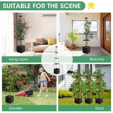 MQFORU Raised Garden Bed Planter Boxes with Trellis, 57" Self-Watering Tomato Planter Boxes with Trellis for Climbing Vegetable and Plants, Tomato Cage for Indoor Outdoor Use - Image 8