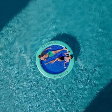 CALOBANA 10ft Heavy Duty Inflatable Water Hammock, Round Floating Ring Float Island Platform River Floats Lake Raft Tanning Pool Lounger for Adults Party, Blue - Image 3