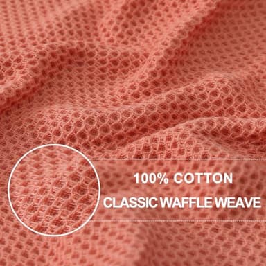 Homaxy 100% Cotton Waffle Weave Kitchen Dish Cloths, Ultra Soft Absorbent Quick Drying Dish Towels, 12 x 12 Inches, 6-Pack, Coral - Image 2