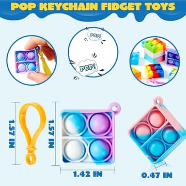 JOYIN Square Pop Fidget Keychain 30 Pack Pop Fidget Toys Bulk Party Favors for Kids 4-8,8-12 Years, Halloween Goodie Bags Stuffers Back to School Gifts for Students Classroom Prizes Sensory Toys - Image 2