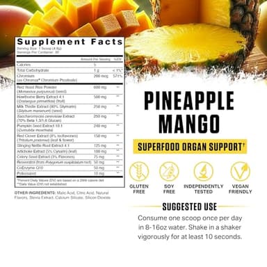 Ambrosia Nektar - Superfood Powder | Complete Health Supplement | Organ Support - Liver, Kidney Health | 30 Servings (Pineapple Mango) - Image 7