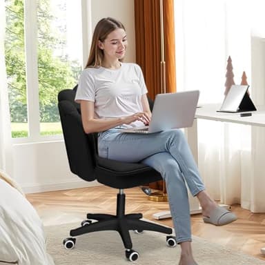 HDHNBA Vanity Chair Velvet Petal Desk Chair Upholstered Modern Tufted Home Office Chair with Back, Height Adjustable Computer Task Chair for Bedroom Living Room - Image 7