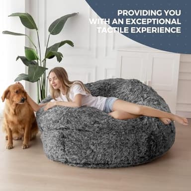 MAXYOYO Giant Bean Bag Chair Bed for Adults, Convertible Beanbag Folds from Lazy Chair to Floor Mattress Bed, Large Floor Sofa Couch, High-Density Foam Filling, Machine Washable - Image 4