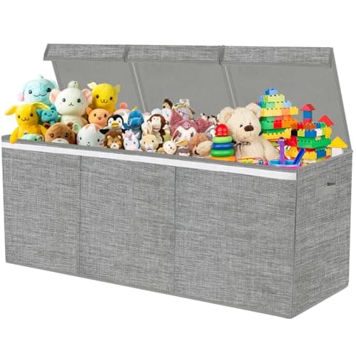 Boxgambol Extra Large Toy Box, Toy Storage Organizer with Lid, Oxford Fabric Collapsible Sturdy Toy Chest Bins Baskets for Livingroom,Playroom, Nursery, Bedroom, Closet (Light Grey) - Image 1