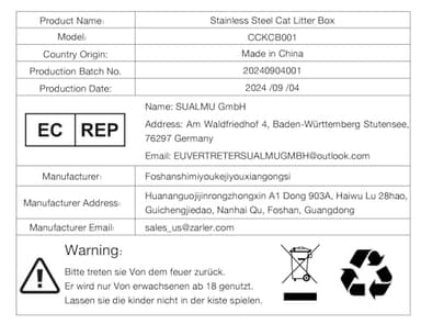 Zarler Stainless Steel Litter Box with Lid, Extra Large Cat Litter Boxes, XL Large Metal Litter Box for Big Cats with High Sided, Grey (Non-Sticky, Easy to Clean, Anti-Urine Leakage) - Image 8