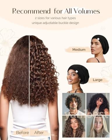 YANIBEST Silk Satin Bonnet Hair Wrap for Sleeping - Adjustable Stay on Silk Lined Slouchy Beanie Hat for Curly Hair and Braids - Image 4