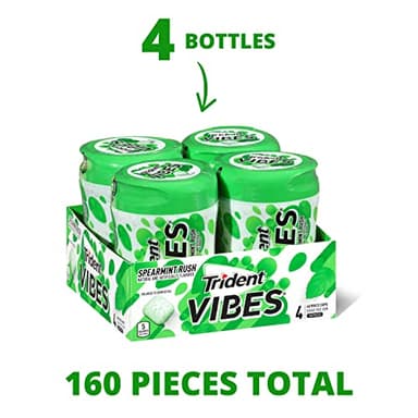 Trident Vibes Spearmint Rush Sugar-Free Chewing Gum, 4 Bottles of 40 Pieces (160 Total Pieces) - Image 5