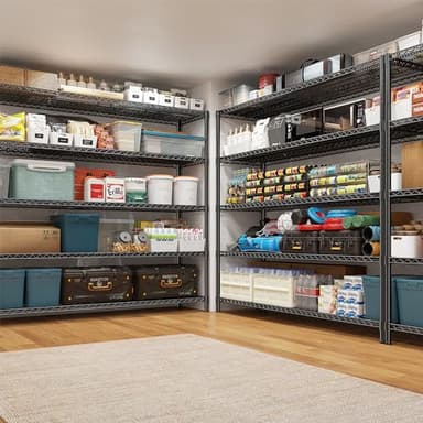 REIBII 85.7"H Storage Shelves 2998LBS Metal Shelving Units with Wheels&Feet, 5 Tier Garage Shelving Heavy Duty Adjustable Wire Shelf for Pantry Garage Commercial Industrials, 85.7"H X 55.5"W X 24.2"D - Image 4