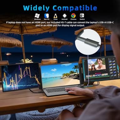 BKVOO Laptop Screen Extender 16-inch - Triple Laptop Monitor Extender Detachable FHD 1920x1200P IPS 235° Rotation Extra Portable Monitor Compatible with 13”-17” Mac Wins Dex Chrome - Image 7