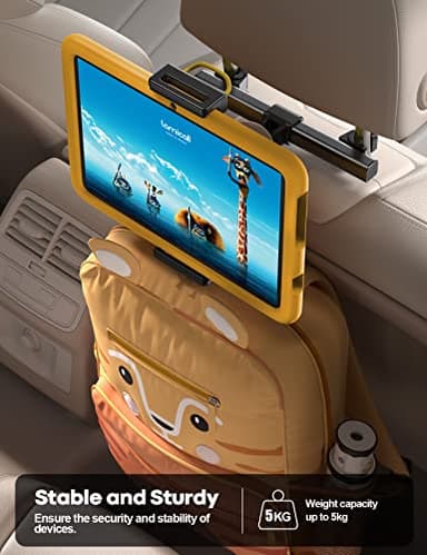 Lamicall Car Tablet Headrest Holder - Car Back Seat Headrest Tablet Mount Stand for Kids, Road Trip Essentials, Compatible with 2024 iPad Pro 11/13", Air Mini, Galaxy Tab, 4.7-13" Devices, Black - Image 6