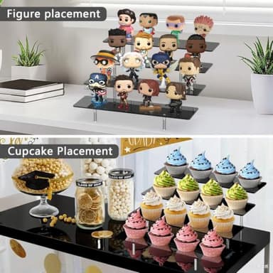 Acrylic Riser Display Stand, Black 4 Tier Cupcake Stand Display Risers Shelf Perfume Cologne Organizer Compatible with Funko Pop Food Dessert Makeup Skincare Cosmetics Lotion Organizer (1 PACK) - Image 6