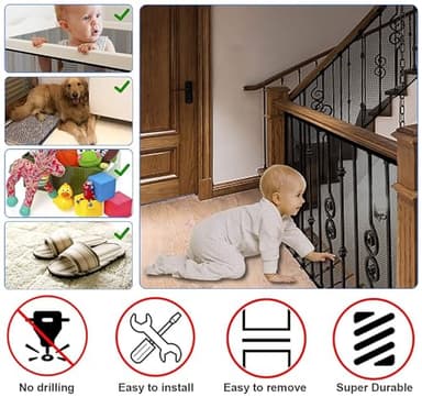 JIFTOK Ewaves Stairway Net - Baby Safety Rail - 181 inch x 32 inch - Banister Stair Net for Child, Small pet,Toy- Indoor & Outdoor(Black) - Image 3