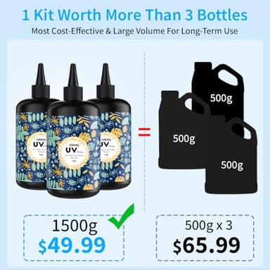 OSBANG Crystal Clear Hard UV Resin Upgraded Formula Ultraviolet Fast Curing for Jewelry Making Craft Decoration, Hard Transparent Glue Solar Cure Sunlight Activated Resin (1500g) - Image 4