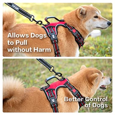 PoyPet No Pull Dog Harness, No Choke Front Clip Reflective Dog Vest with Soft Padded Vertical Handle, 3 Leash Attachments for Small Medium Large Dogs (Red,XL) - Image 4