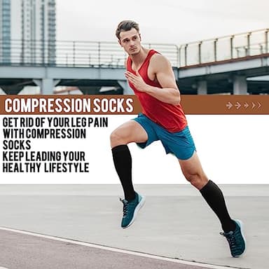ACTINPUT Copper Compression Socks Men Women Circulation 4 Pairs-Best Support for Nurses,Running,Cycling(Black, Large/X-Large) - Image 3