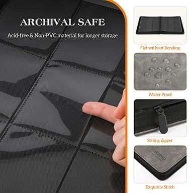 TCGUARD Trading Card Binder, 9 Side Loading Pocket Card Album Hold Up to 540 Cards, Zipper Binder for Cards Collection, TCG Card Holder for Game Card, Sports Card, Yugioh, MTG etc.（Grey） - Image 2