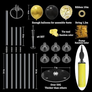 ZJDHPTY Black and Gold Party Decorations Balloon Stand Table Centerpieces for Birthday Wedding Retirement Anniversary Father's Day Halloween New Years Graduation Decorations 2025 (Black gold set4) - Image 8