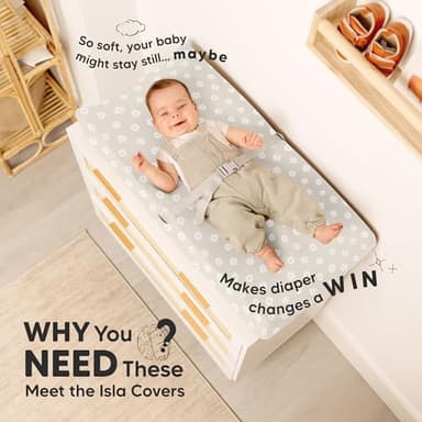 2-Pack Baby Changing Pad Covers for Girl, Boy, Neutral - Soft Viscose Derived from Bamboo Changing Table Pad Cover Sheets, Baby Nursery Diaper Changing Pad Cover, Contour Changing Pad Liner (Meadow) - Image 2