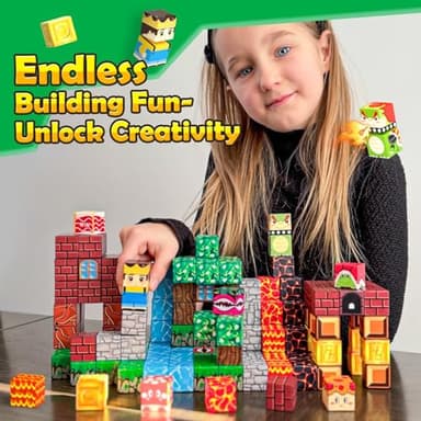 100pcs Magnetic Blocks - Build Mine Magnet World Game Adventure Set STEM Building Toys for Kids 3+ Years Old 1” Magnetic Cubes for Boys Toddler Boy Gifts Toys for Ages 3-5 5-7 8-12 - Image 2