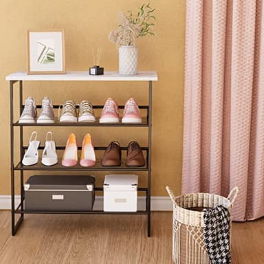 Garden 4 you 4 Tiers White Marble Shoe Rack,Freestanding Organizer Multi-Purpose Adjustable Flat and Slant Storage Rack Shoe Shelf, High Heels Potted Plant for Entryway Hallway Living Room Closet - Image 8