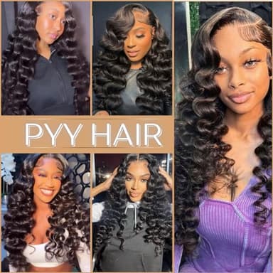 PYY Deep Wave Lace Front Wigs Human Hair 200 Density Deep Wave Wig 13x4 HD Lace Frontal Wigs for Black Women Glueless Wigs Pre Plucked with Baby Hair 24 Inch - Image 6