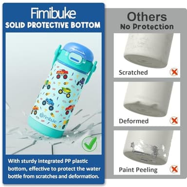 Fimibuke Kids Insulated Water Bottle with Straw Lid & Handle - 14oz BPA FREE 18/8 Stainless Steel Metal Tumbler Leak Proof Double Wall Vacuum Kids Cup Toddler Water Bottle for School Boys Girls - Image 7
