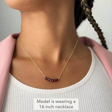 Rebecca Anne Handmade Jewelry Birthstone Bar Necklace, Gold January Garnet Necklace, 16" with 2" Extender, Personalized Layering Necklace Graduation Gift or Birthday Gift for Women, Girls - Image 4