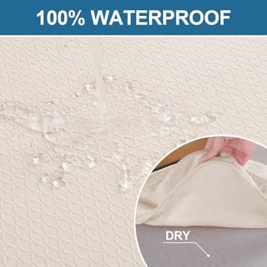 Smiry Waterproof Seat Covers for Dining Room Chairs Set of 4, Stretch Jacquard Removable Washable Chair Seat Slipcovers Protector, No Rear Covers, Beige - Image 4