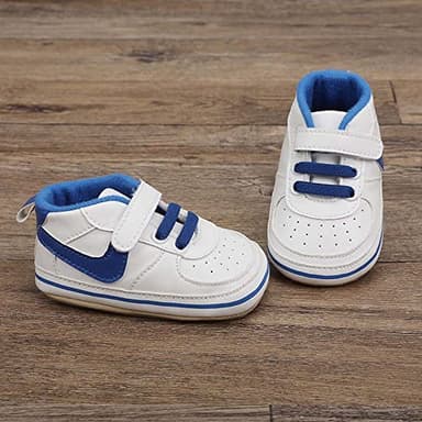 Clowora Unsex Baby Shoes Boys Girls Infant Sneakers Non-Slip Soft Rubber Sole Toddler Crib First Walker Lightweight Shoes (A03/Blue,12-18 Months) - Image 4