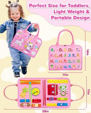 Exorany Busy Board Montessori Toys for Toddler Girl Birthday Gifts, Busy Book Sensory Learning Toys for Toddlers, Toddler Girl Airplane Car Travel Toy Educational Activities - Image 6