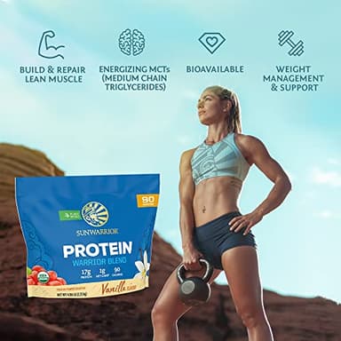Organic Plant Based Protein Powder | Vegan Organic Protein Powder Vanilla Flavored with BCAA Amino Acids & Hemp Seed Pea Blend | Non-GMO Soy Dairy Filler & Gluten Free (Vanilla, 90 Servings) - Image 4