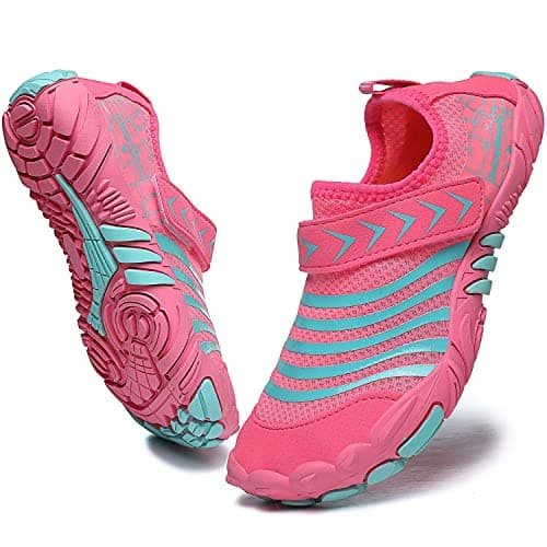Quickshark Kids Water Shoes Boys Girls Barefoot Aqua Socks Lightweight Quick Dry Sandals Slip On Walking Sneakers for Beach Pool Swim 1-Pink 1 Big Kid - Image 1