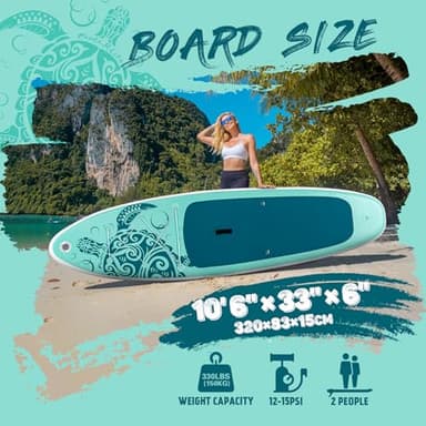 FEATH-R-LITE Inflatable Paddle Board Stand Up Paddleboards for Adults SUP with Complete Premium Accessories Pump, Adjustable Paddle, Leash, Three Fins, Waterproof Phone Bag, Repair Kit, Backpack - Image 2