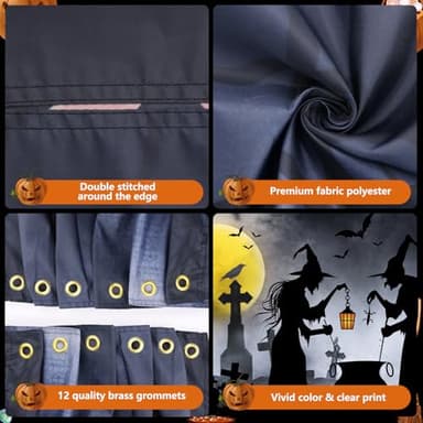 Arosche Extra Large Halloween Garage Door Cover 6 * 16Ft Horror Scary Witches Pumpkins Bats Decorations Background Party Supplies for Garage Door Cover, Phoyography, Party Decorations - Image 2