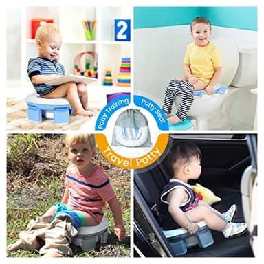 Orzbow Portable Potty Training Toilet for Boys and Girls with Storage Bag - Foldable Travel Potty Chair, Toddler Potty Seat for Indoor and Outdoor, Easy to Clean, Includes Free 40pcs Travel Bags, Blue - Image 6