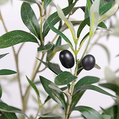 Artificial Olive Tree for Living Room Decor, 6FT Tall Faux Silk Plant Artificial Tree in Potted Oliver Branch Leaves and Fruits for Modern Home Decor Indoor - Image 2
