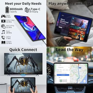 12 Inch Tablet Android 15 Tablets, 2025 Upgraded Android Tablet with Keyboard, 24GB RAM+256GB ROM(1TB Expand), Octa-Core, 2K 2000x1200 Display, 16MP Dual Camera, 8000mAh, 2.4G/5G WiFi, GPS (Silver） - Image 7