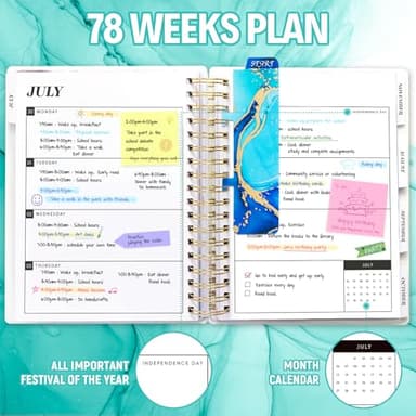 Planner 2025-2026, 18 Months Academic Daily Weekly Monthly Planner Yearly Agenda July. 2025–Dec. 2026, 7.9" x 9.8", Page Tabs, Separator Page, Pocket Folder, Bookmark, Stickers, Sticky Note Set - Image 6