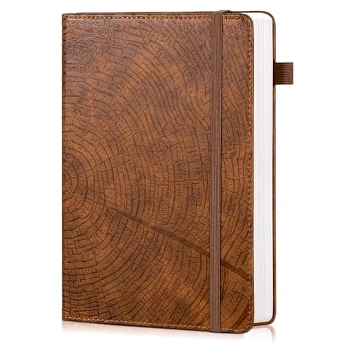 CAGIE Lined Journal for Men Women, Tree Growth Ring Leather Bound Journal Notebook, 256 Pages 100 GSM Journals for Writing, A5 Hardcover Journaling Notebooks for Work, Note Taking - Image 1