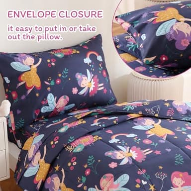 JSD Fairy Toddler Bedding Set, 4 Piece Bed-in-Bag Toddler Comforter and Sheet Set, Machine Washabale Comfortable - Image 5