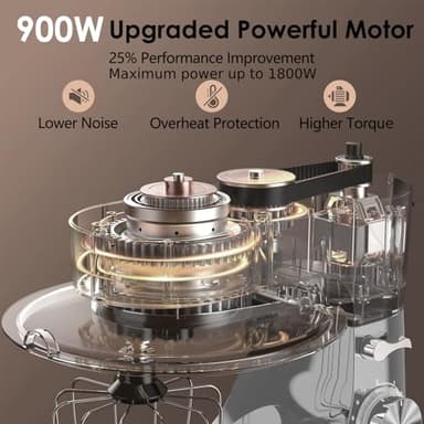 Kitchen in the Box Stand Mixer, 900W 8.5 QT Kitchen Electric Mixer, 10-Speed Large Capacity Tilt-head Food Mixer with Dough Hook, Wire Whip, Flat Beater & Splash Guard (Silver) (Renewed) - Image 3