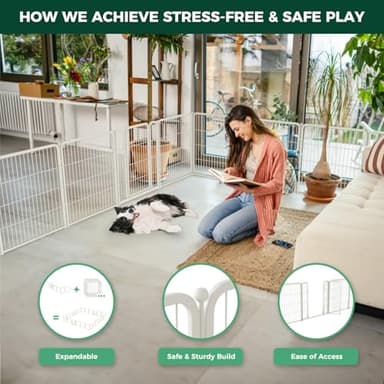 FXW Homeplus Unleashed Indoor Dog Playpen - Stress-Free and Safe Play, Heavy Duty 32 Inch 12 Panels Dog Pen for Small and Medium Dogs, White│Patented - Image 4