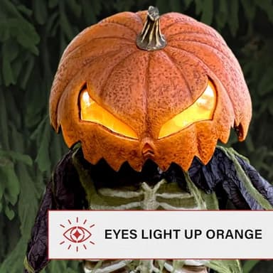 Haunted Hill Farm Pumpkin Sentinel by Tekky, Battery-Operated, Motion and Sound Activated Animatronic with Sound Effects and Lights for Indoor or Covered Outdoor Creepy Halloween Decoration - Image 7
